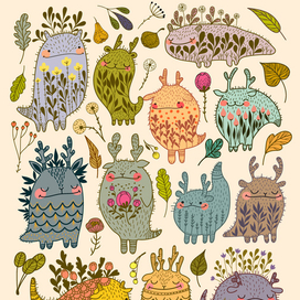 Векторные милые монстрики