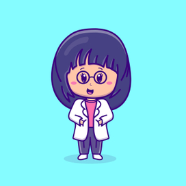 Cute cartoon girl doctor