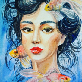 Портрет с рыбками