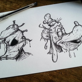 Zombie Djnald and Goofy