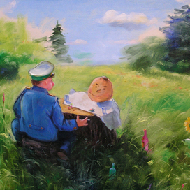 Участковый лесник и колобок.Давно не виделись.