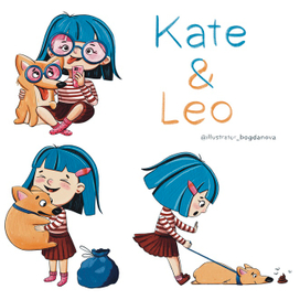 Открытка девочка и собака