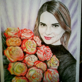 девушка с цветами