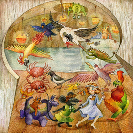 Иллюстрация к Алисе сцена "Бег по кругу"