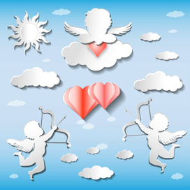 Иллюстрация для открытки на день влюбленных. Ангелыи