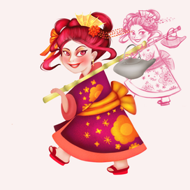 Бренд персонаж девушки-японки для чайной