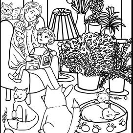 Уютная комната. Раскрасить.