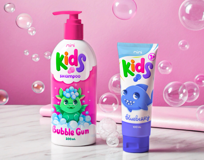 Детская зубная паста и шампунь 