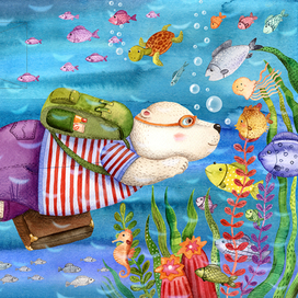 Мишка под водой