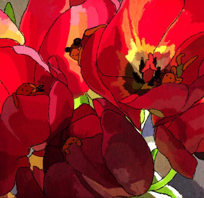 В тюльпанах