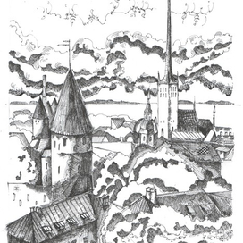 Таллин. Авторскаая интерпретация графики неизвестного художника