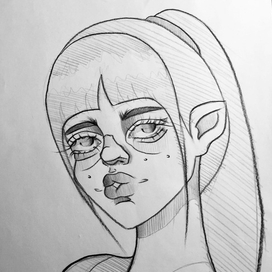 Скетч девушка с челкой