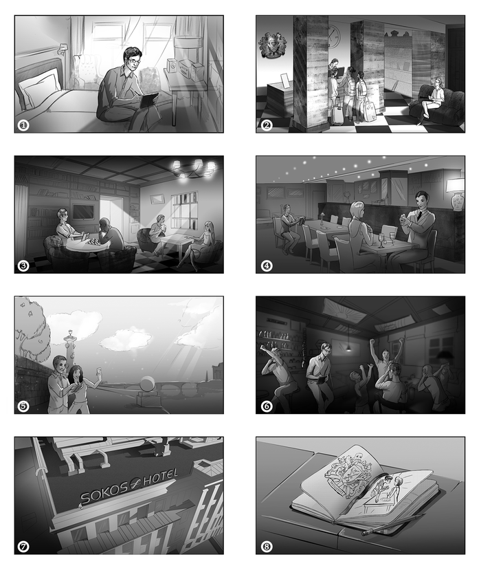 Ч/Б раскадровка для Sokos Hotel