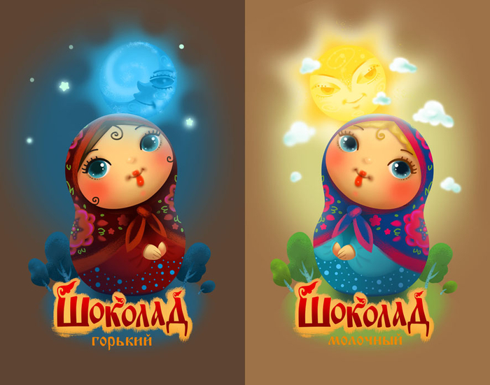 Шоколадки с матрешками