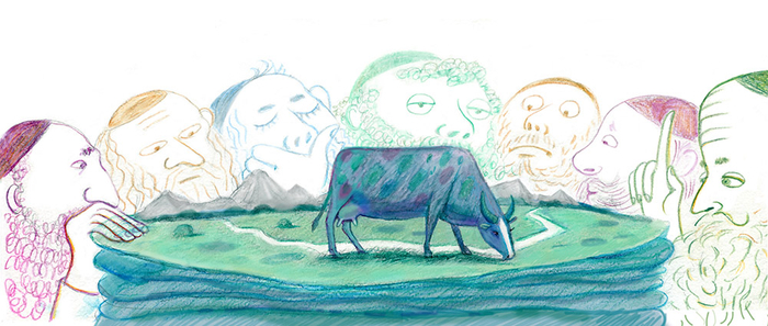 Иллюстрация к книге Исаака Башевиса-Зингера "Старейшины Хелма и ключ Генендл" 