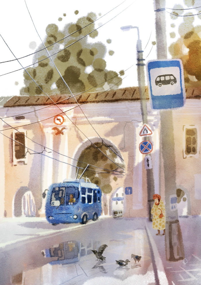 На остановке