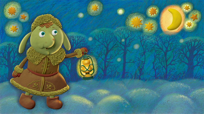 Заяц-ночь-луна-мороз