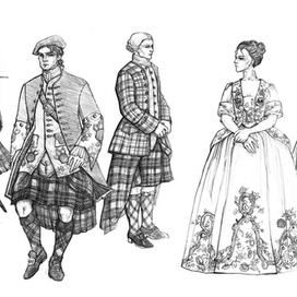 Серия иллюстраций костюмов Шотландии XVIII века