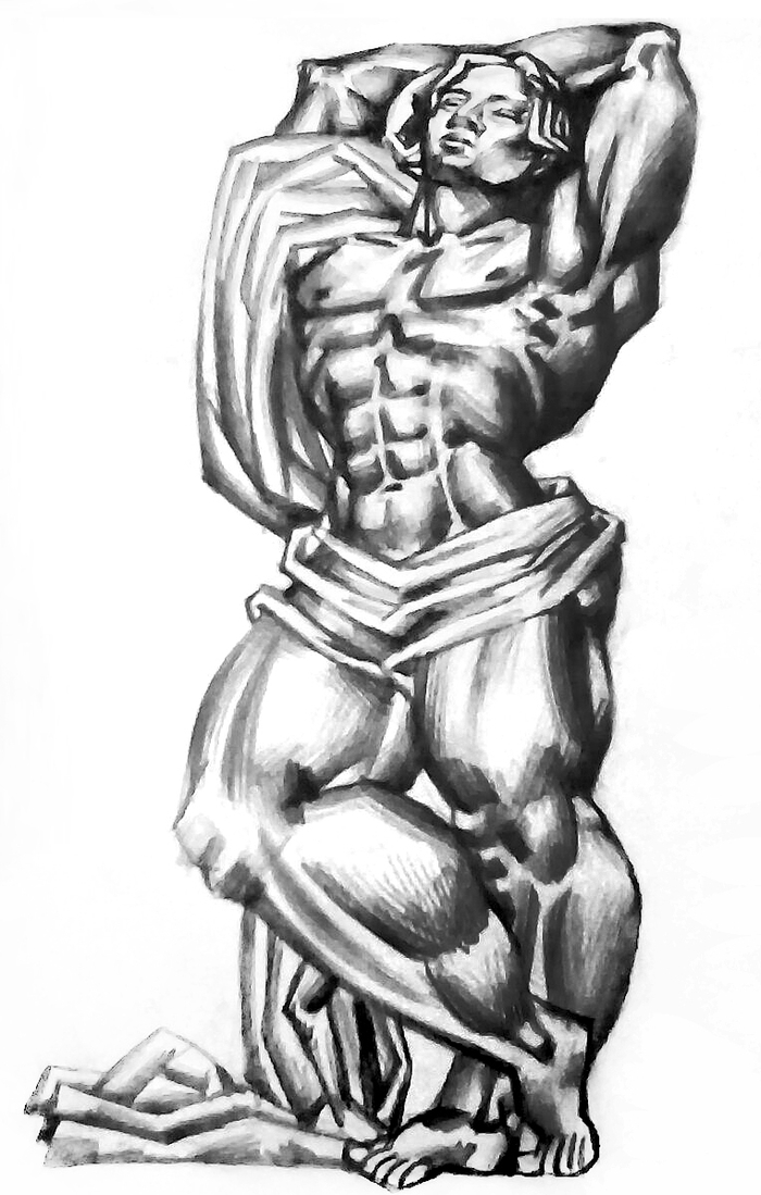 19. "Пробуждение", бумага, карандаш. 2017 г.  