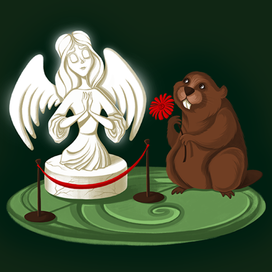 Бобёр и статуя