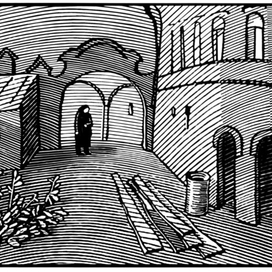 Старый двор. Чердынь (линогравюра)