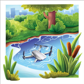 Дрон упал в пруд