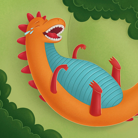 Разворот книги о динозавре и мышке