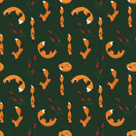 Бесшовный паттерн с лисичками