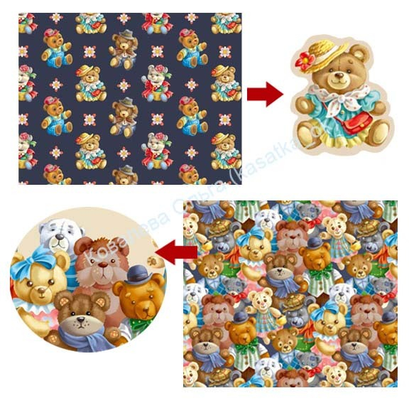 Ткань с мишками