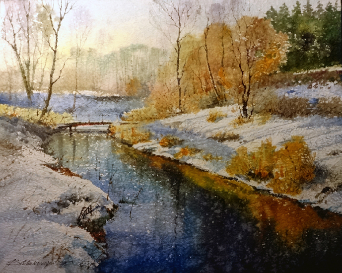 Первый снег на р.Кекавине.Латвия.