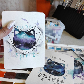 Лунные духи - простые акварельные открытки