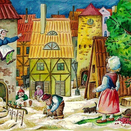 сказка "Сладкая каша" журнальная иллюстрация