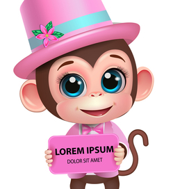 Милая обезьянка в розовом