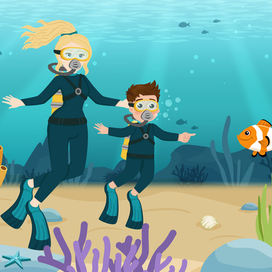 Мама и сын - дайверы