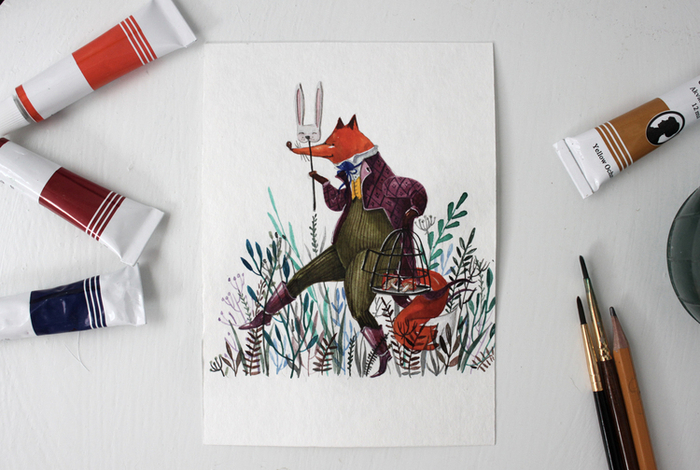 Лис крадется вдоль тропы, врядли ищет он грибы!