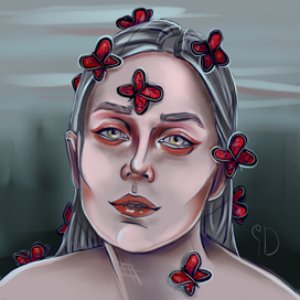 Нимфа с бабочками 