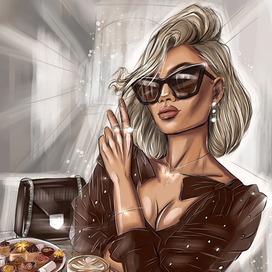 Девушка в кафе 