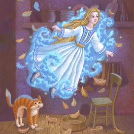 Иллюстрация к Болгарской народной сказке « Старик, старуха и Луна»