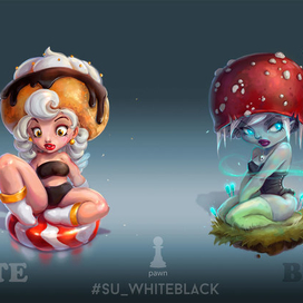 Пешка - белая и черная