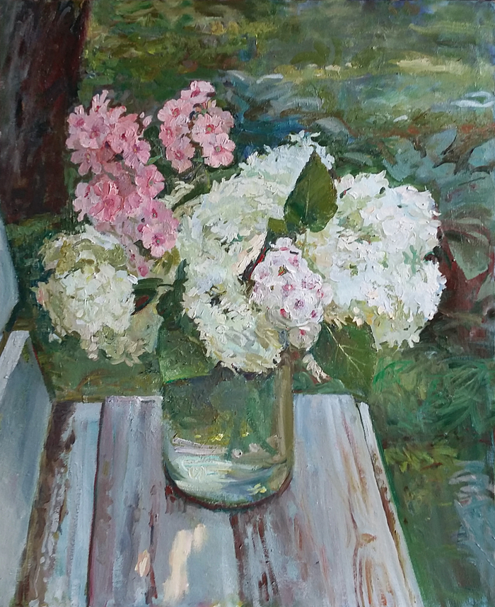 Гортензия и флоксы.