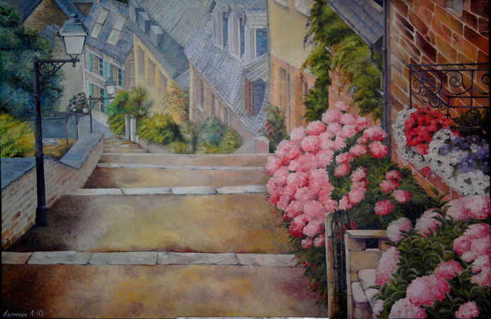 Улочка с гортензиями