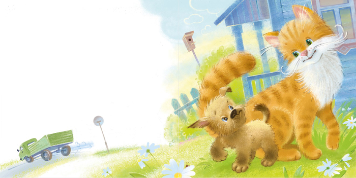 любой приличный щенок терпеть не может кошек