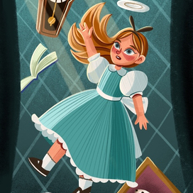 Серия детских иллюстраций по книге "Алиса в Стране чудес"