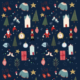 Новогодний паттерн для упаковочной бумаги