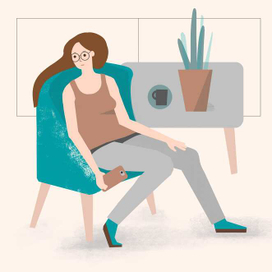 Иллюстрация женщина в кресле