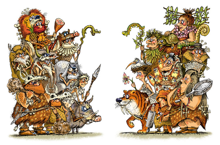 Иллюстрация к книге А. Усачёва «Первобытная история», издательство «Азбука», 2015 г.