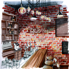 Кафе лофт скетч