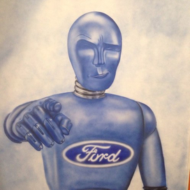 Робот на стене магазина