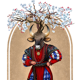 Открытка из серии "Знаки зодиака". Телец.