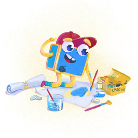 Кубик рисует. Разработка персонажа